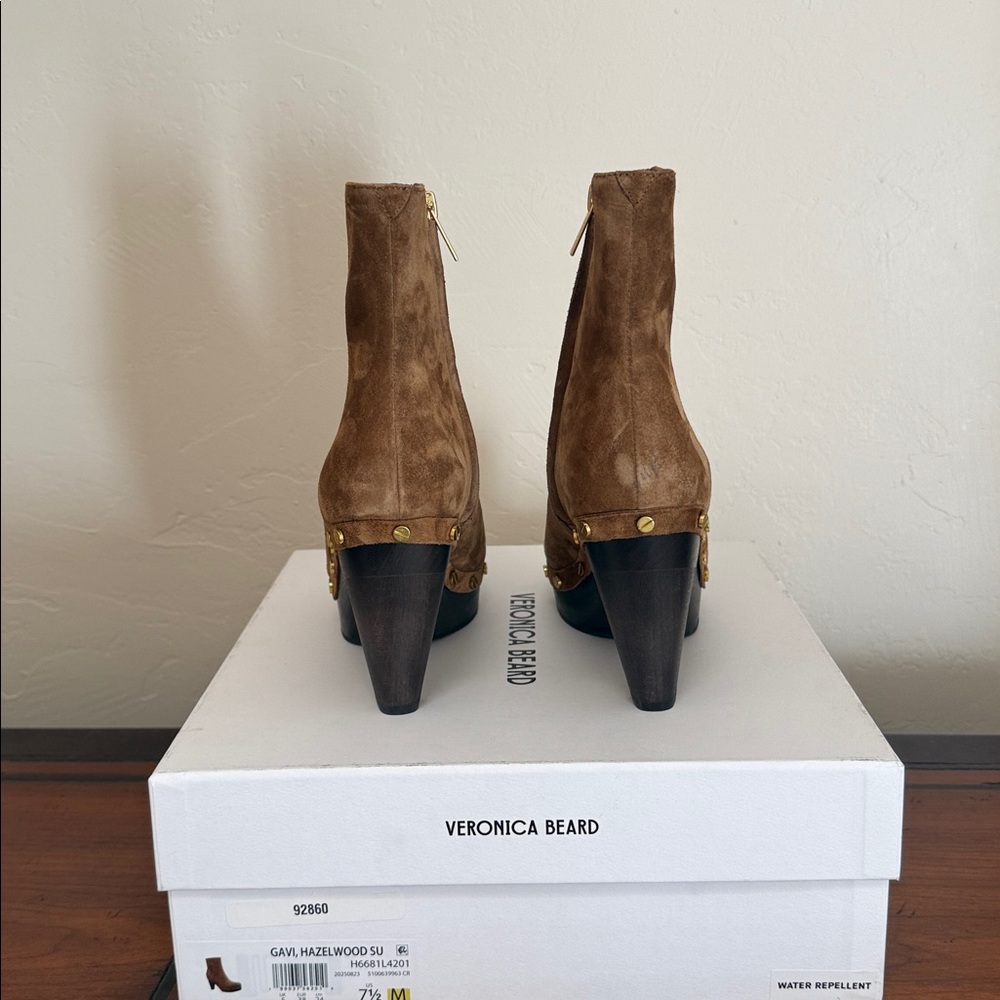 Veronica Beard New In Box Gavi Hazelwood suede boots. 3-1/2” heel 1 “ platform - Picture 2 of 9